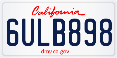 CA license plate 6ULB898