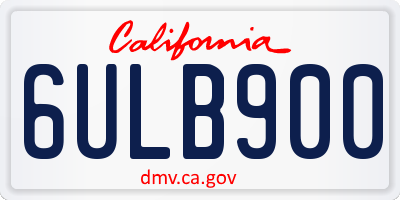 CA license plate 6ULB900