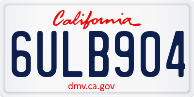 CA license plate 6ULB904