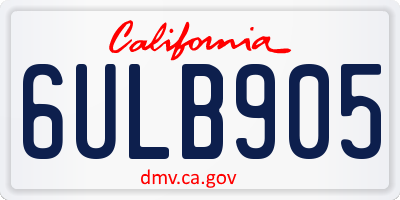 CA license plate 6ULB905