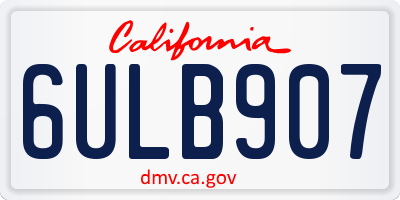 CA license plate 6ULB907