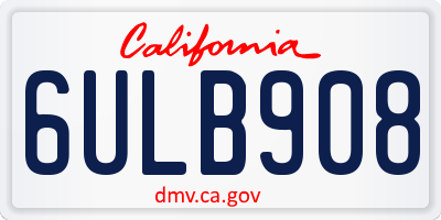 CA license plate 6ULB908