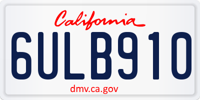 CA license plate 6ULB910