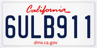 CA license plate 6ULB911