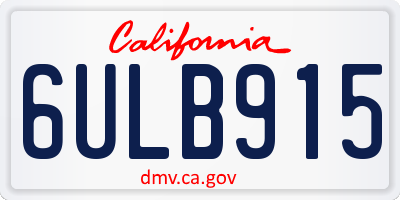 CA license plate 6ULB915