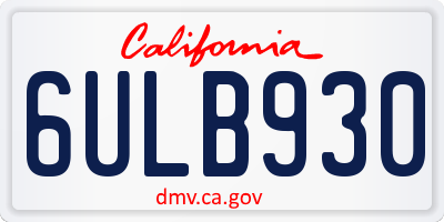 CA license plate 6ULB930