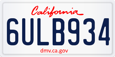 CA license plate 6ULB934