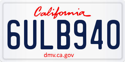 CA license plate 6ULB940