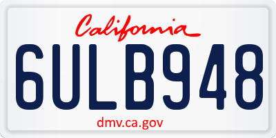 CA license plate 6ULB948