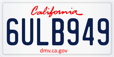 CA license plate 6ULB949