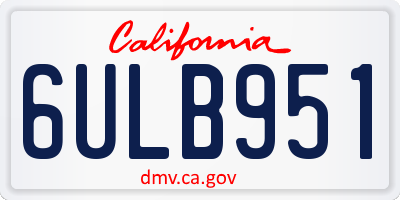 CA license plate 6ULB951