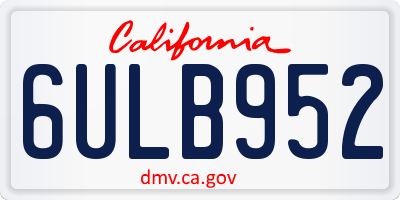 CA license plate 6ULB952