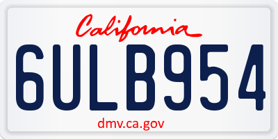 CA license plate 6ULB954