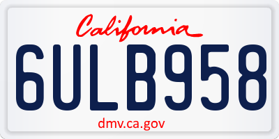 CA license plate 6ULB958