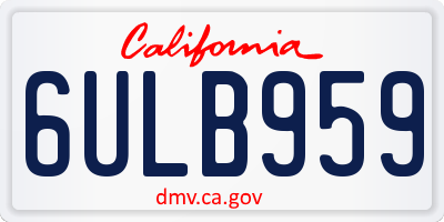 CA license plate 6ULB959