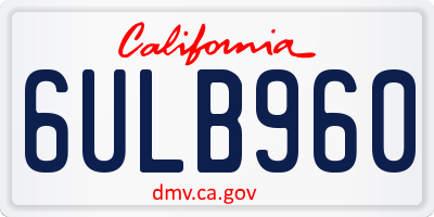 CA license plate 6ULB960