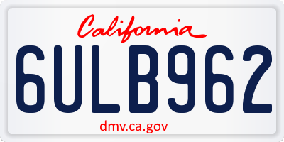 CA license plate 6ULB962