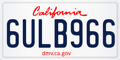 CA license plate 6ULB966