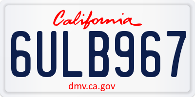 CA license plate 6ULB967