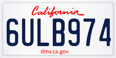 CA license plate 6ULB974