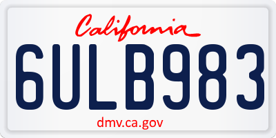CA license plate 6ULB983