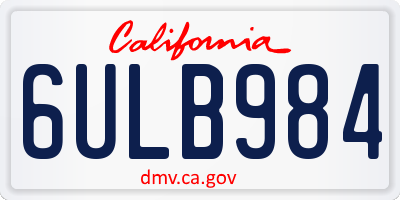CA license plate 6ULB984