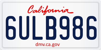 CA license plate 6ULB986