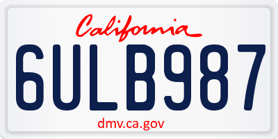 CA license plate 6ULB987