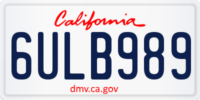 CA license plate 6ULB989