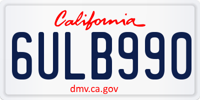 CA license plate 6ULB990