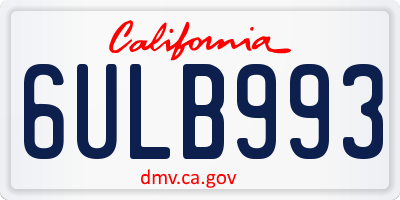 CA license plate 6ULB993