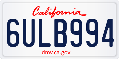 CA license plate 6ULB994