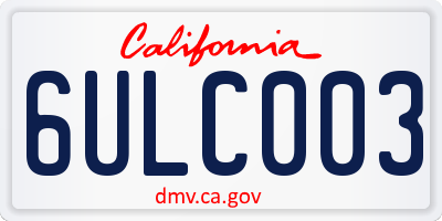 CA license plate 6ULC003