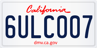 CA license plate 6ULC007
