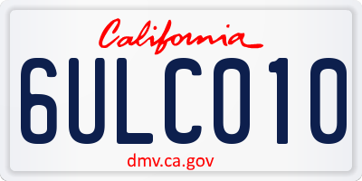 CA license plate 6ULC010