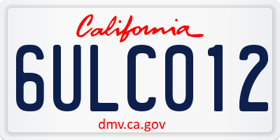 CA license plate 6ULC012