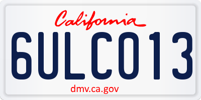 CA license plate 6ULC013