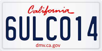 CA license plate 6ULC014