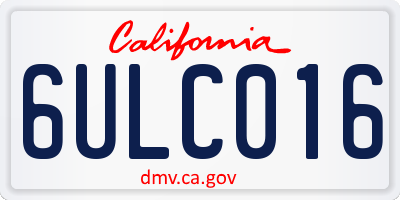 CA license plate 6ULC016
