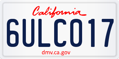 CA license plate 6ULC017