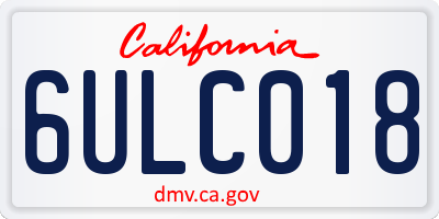 CA license plate 6ULC018