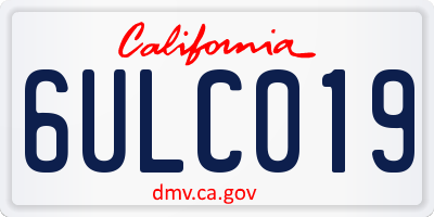 CA license plate 6ULC019