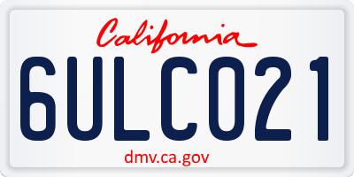 CA license plate 6ULC021