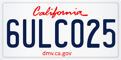 CA license plate 6ULC025