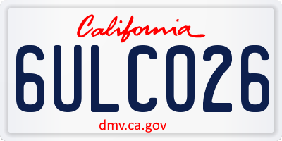 CA license plate 6ULC026