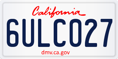 CA license plate 6ULC027