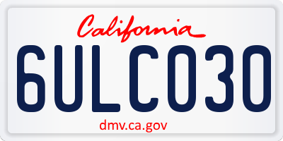 CA license plate 6ULC030