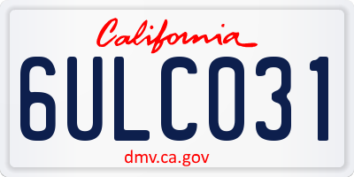 CA license plate 6ULC031