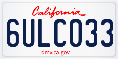 CA license plate 6ULC033
