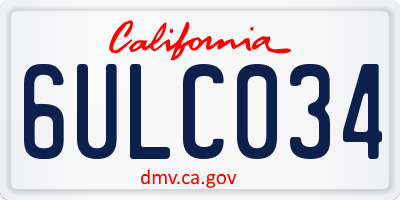 CA license plate 6ULC034